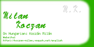 milan koczan business card