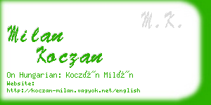 milan koczan business card